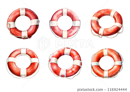 Lifebuoy Collection Bundle Set Isolated on a Transparent Background 116924444