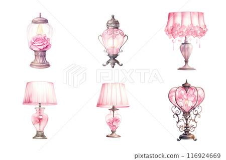 Pink Sleep Lamp Collection Bundle Set Isolated on a Transparent Background 116924669