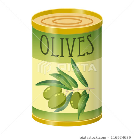 Green Olives in metal can 116924689