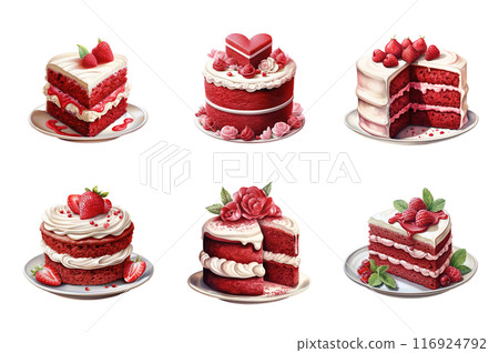 Red Velvet Collection Bundle Set Isolated on a Transparent Background 116924792