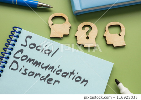 Head models and handwritten sign Social communication disorder. 116925033