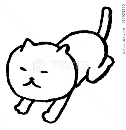 The daily life of a cute white cat character with narrow eyes 116925230