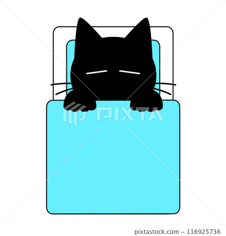 Illustration of a cat sleeping on a futon Illustration of a cat sleeping on a futon 116925736