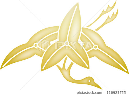 Family crest: Ozeki and crane [gold] 116925755
