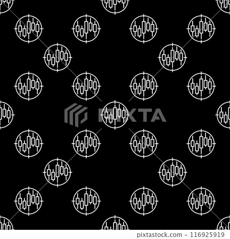Vector Target with Candlestick Chart outline seamless pattern 116925919