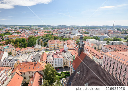 Aerial landscape view of Ceske Budejovice, city in South Bohemia region of Czech Republic 116925958