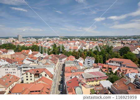 Aerial landscape view of Ceske Budejovice, city in South Bohemia region of Czech Republic 116925959