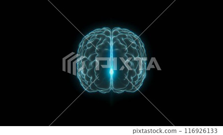 抽象的藍色發光大腦 116926133