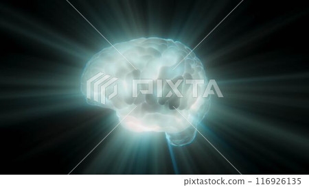 抽象的藍色發光大腦 116926135