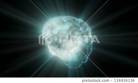 抽象的藍色發光大腦 116926136