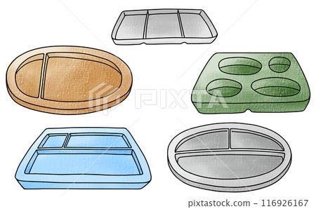 Simple, loosely divided one-plate dish set, analog style 116926167