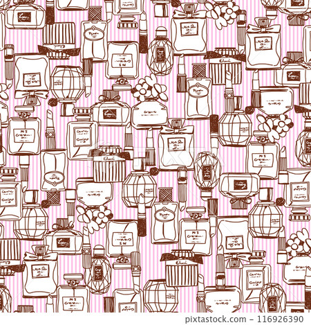 時尚的線條畫香水瓶圖案， 116926390