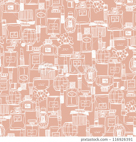 時尚的線條畫香水瓶圖案， 116926391