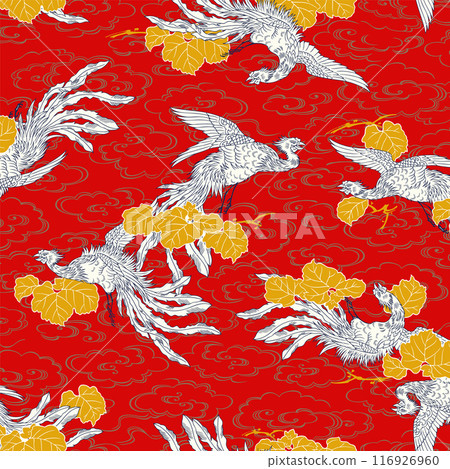 A Japanese-style phoenix pattern perfect for textiles, 116926960