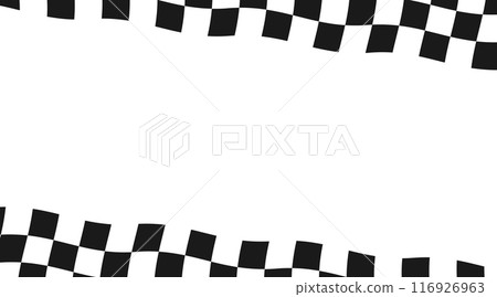 Race checker flag background. Finish check rally background. Wavy psychedelic chessboard pattern. Hippie twisted gingham checkerboard frame. Vector illustration isolated Race checker flag background. Finish check rally background. Wavy psychedelic chessboard pattern. Hippie twisted gingham checkerboard frame. Vector illustration isolated 116926963
