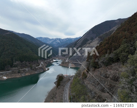 [Aerial view from above Lake Naguri, Saitama] Upstream of Lake Naguri 116927183
