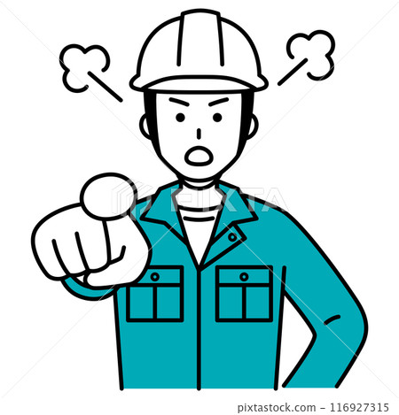 男工人指著並生氣 116927315