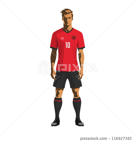 Soccer player in Albania team uniform Soccer player in Albania team uniform 116927385