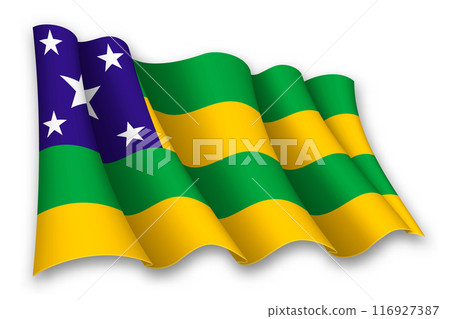 Realistic waving flag of Sergipe, state of Brazil Realistic waving flag of Sergipe, state of Brazil 116927387