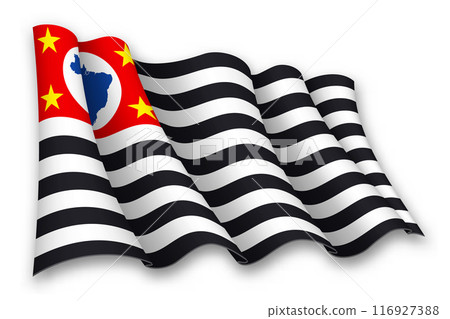 Realistic waving flag of Sao Paulo, state of Brazil 116927388
