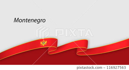 3d ribbon with national flag Montenegro isolated on white background 116927563