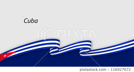 3d ribbon with national flag Cuba isolated on white background 116927672
