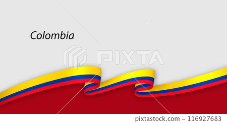 3d ribbon with national flag Colombia isolated on white background 116927683