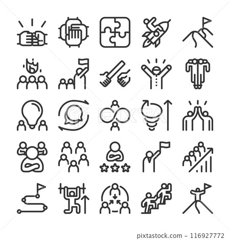 Teamwork teambuilding icon set 116927772