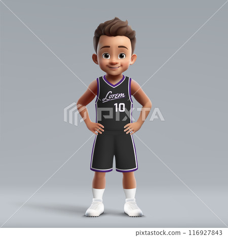 3d cartoon young basketball player in Sacramento kit. 116927843