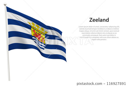 Isolated waving flag of Zeeland is a province Netherlands 116927891