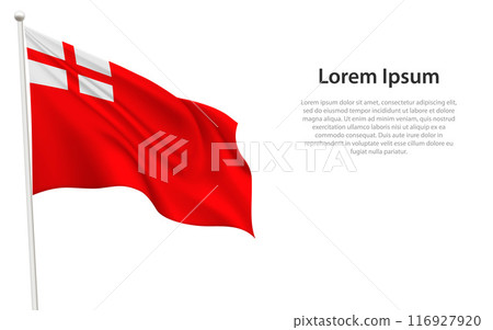 Saint George Red Ensign Flag Waving on a White Background 116927920