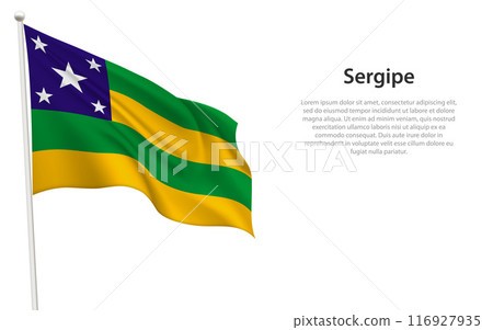 Isolated waving flag of Sergipe is a state Brazil Isolated waving flag of Sergipe is a state Brazil 116927935