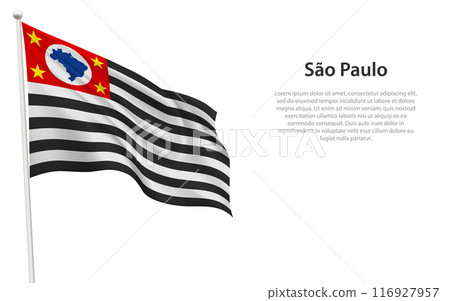 Isolated waving flag of Sao Paulo is a state Brazil Isolated waving flag of Sao Paulo is a state Brazil 116927957