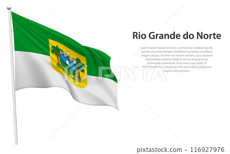 Isolated waving flag of Rio Grande do Norte is a state Brazil Isolated waving flag of Rio Grande do Norte is a state Brazil 116927976