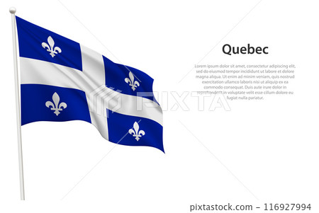 Isolated waving flag of Quebec is a province Canada Isolated waving flag of Quebec is a province Canada 116927994