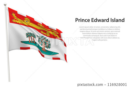 Isolated waving flag of Prince Edward Island is a province Canada Isolated waving flag of Prince Edward Island is a province Canada 116928001