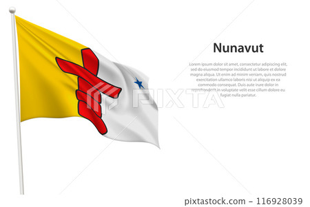 Isolated waving flag of Nunavut is a province Canada 116928039