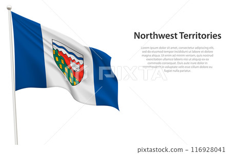 Isolated waving flag of Northwest Territories is a province Canada 116928041