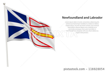 Isolated waving flag of Newfoundland and Labrador is a province Canada 116928054