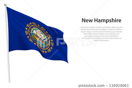 Isolated waving flag of New Hampshire is a state United States Isolated waving flag of New Hampshire is a state United States 116928061