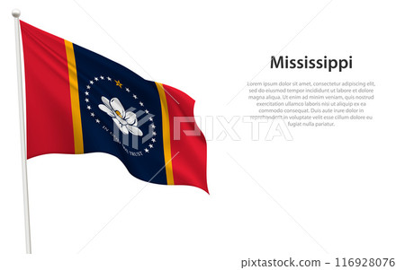 Isolated waving flag of Mississippi is a state... - Stock Illustration ...