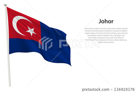 Isolated waving flag of Johor is a state Malaysia Isolated waving flag of Johor is a state Malaysia 116928176