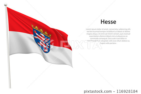 Isolated waving flag of Hesse is a state Germany 116928184