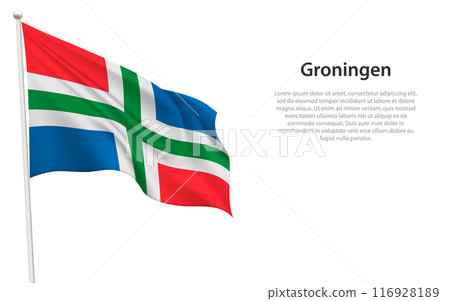 Isolated waving flag of Groningen is a province Netherlands Isolated waving flag of Groningen is a province Netherlands 116928189