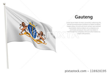 Isolated waving flag of Gauteng is a province South Africa 116928195