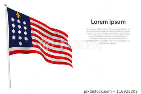 French Alliance Flag Waving on a White Background French Alliance Flag Waving on a White Background 116928202