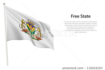 Isolated waving flag of Free State is a province South Africa 116928203