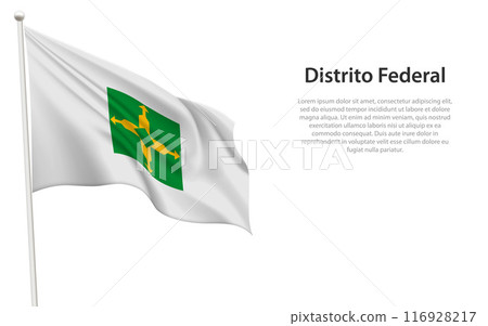Isolated waving flag of Distrito Federal is a state Brazil 116928217