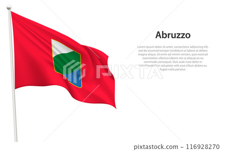 Isolated waving flag of Abruzzo is a region Italy 116928270