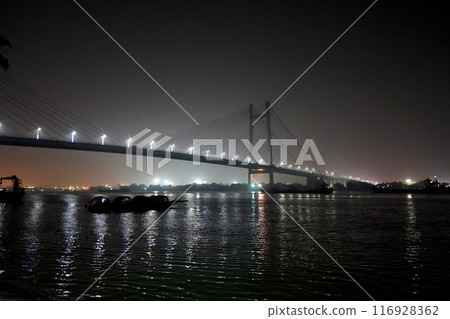 Second Hooghly Bridge or Vidyasagar Setu at Mid Night Second Hooghly Bridge or Vidyasagar Setu at Mid Night 116928362